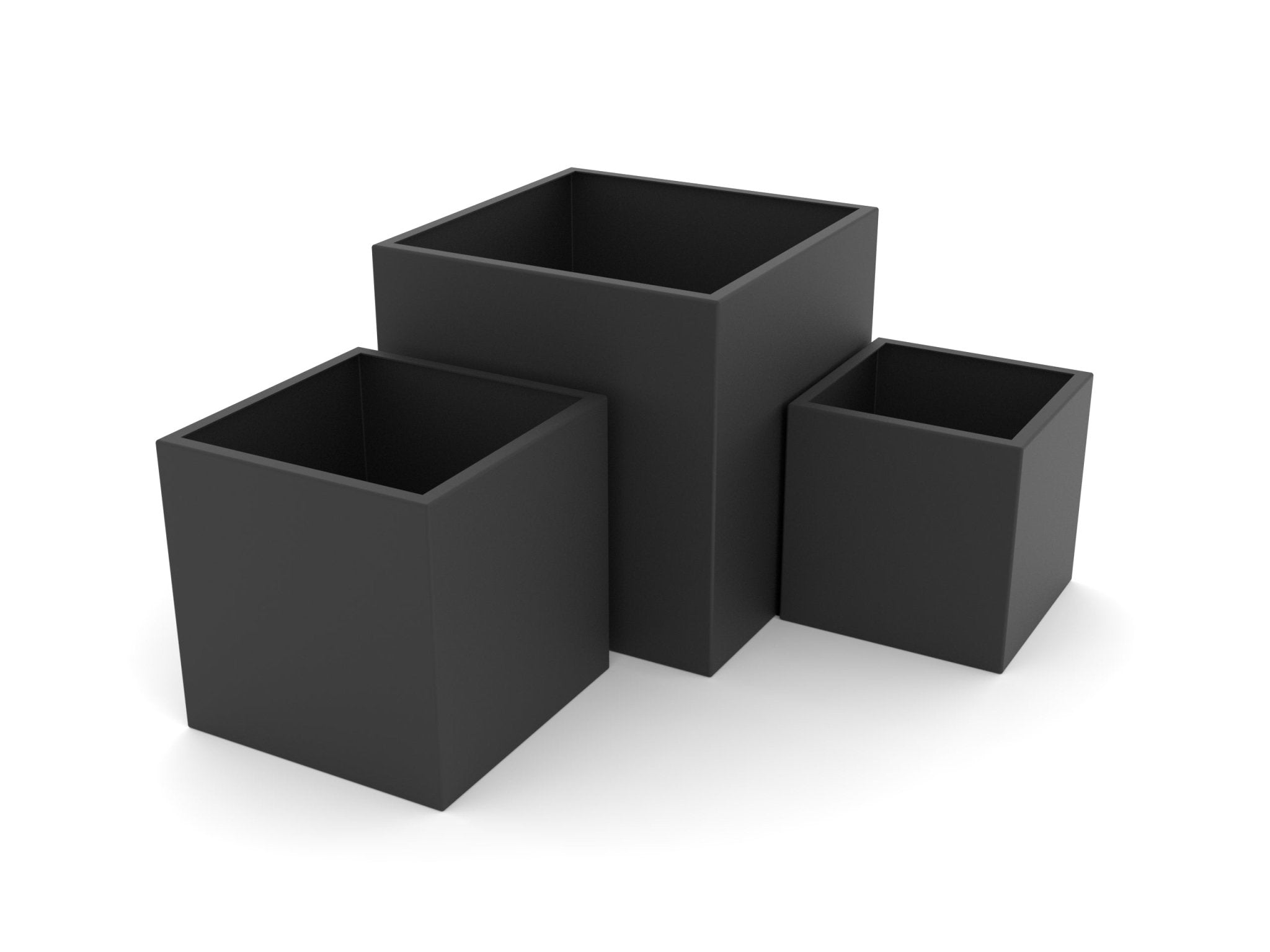 A Semi-Gloss Black Cubic Aluminum Planter