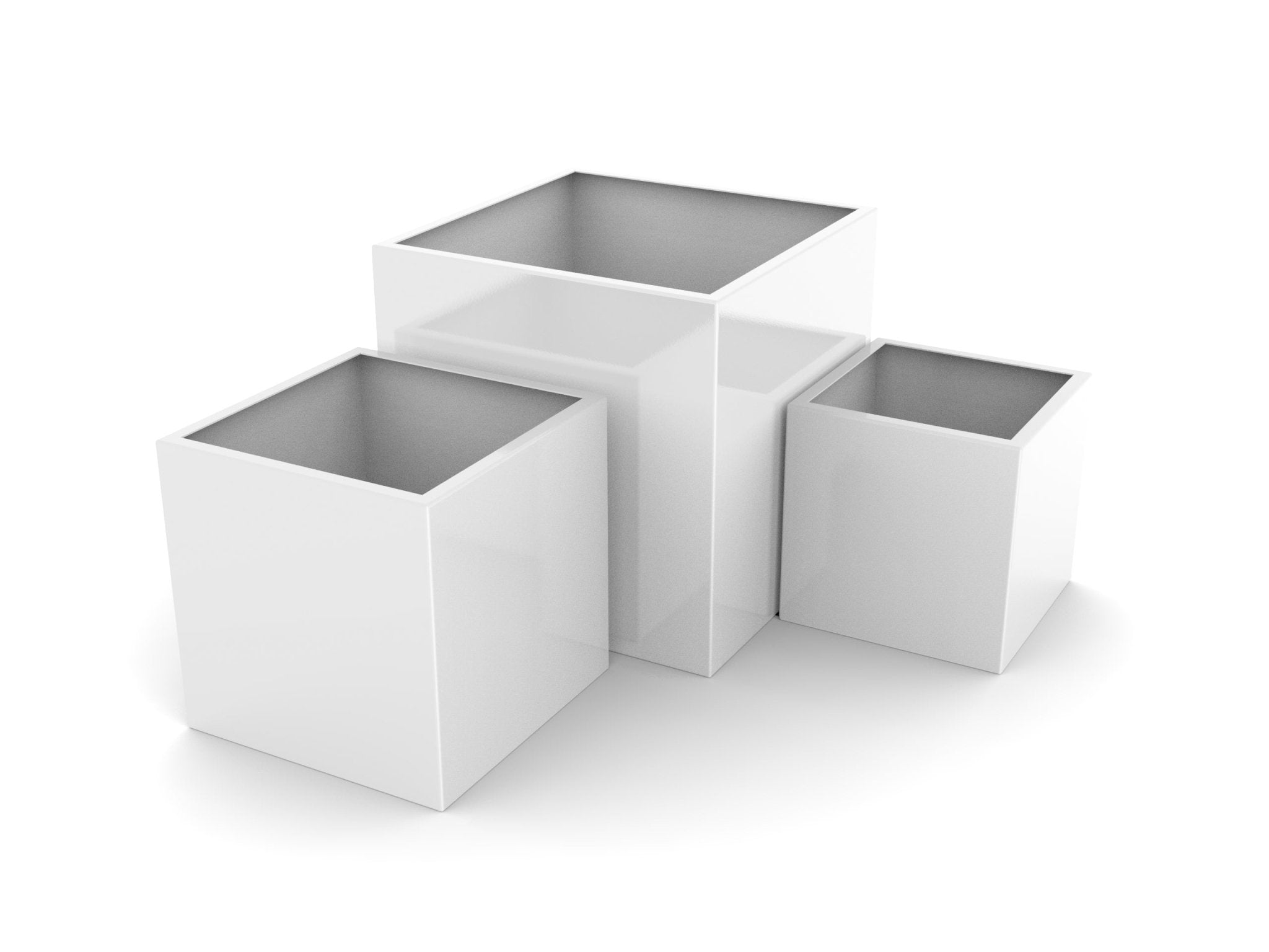 A Semi-Gloss White Cubic Aluminum Planter