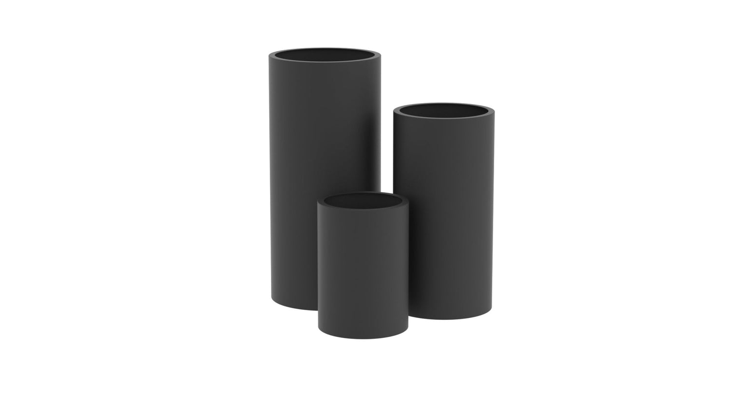 A Semi-Gloss Black Cylinder Aluminum Planter