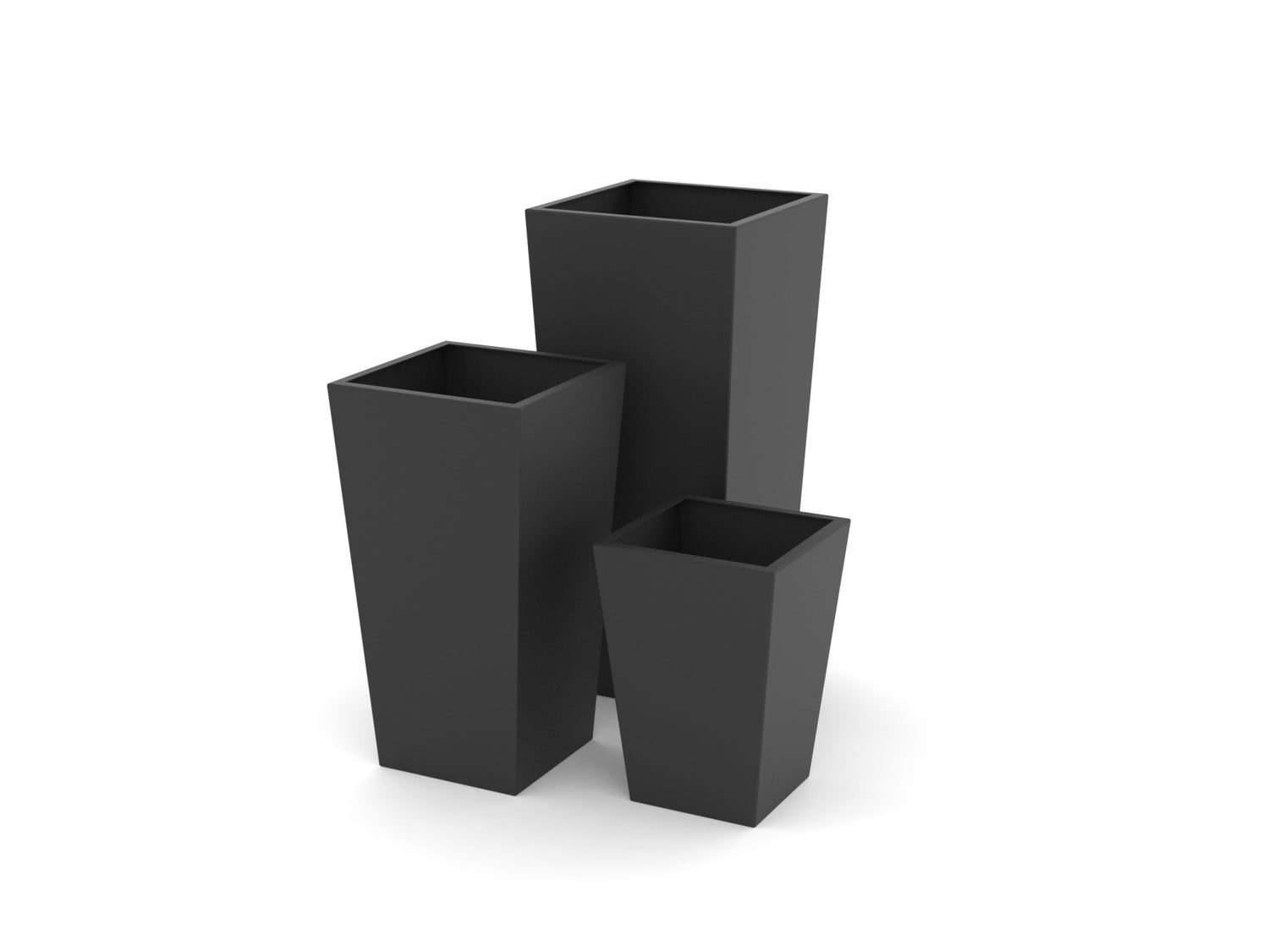 A Semi-Gloss Black Tapered Column Aluminum Planter