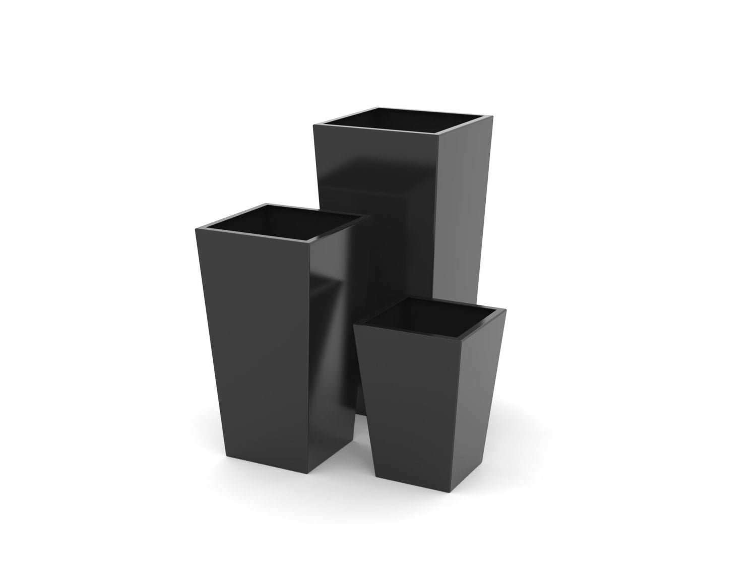 A Fine-Texture Black Tapered Column Aluminum Planter