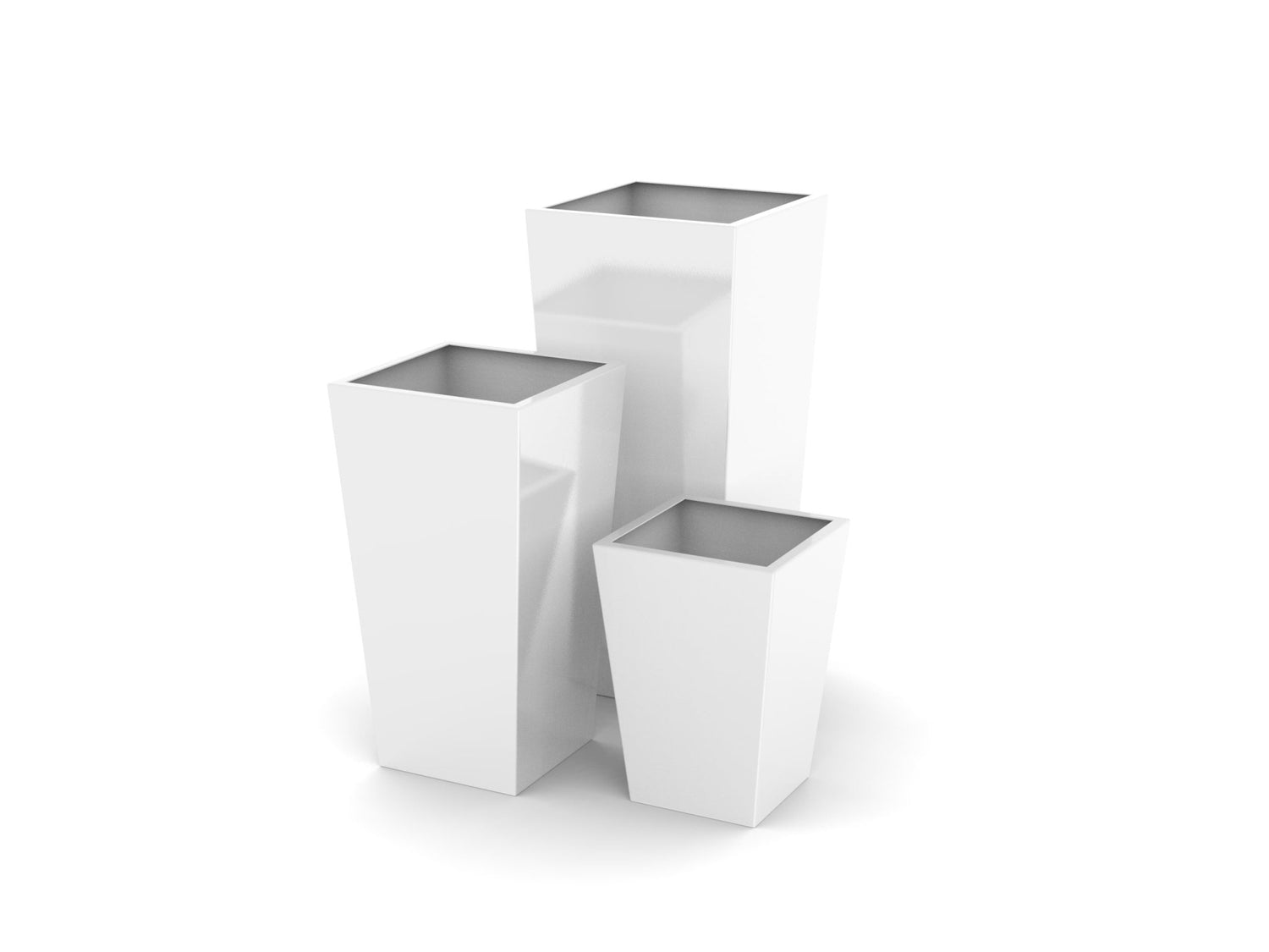 A Semi-Gloss White Tapered Column Aluminum Planter