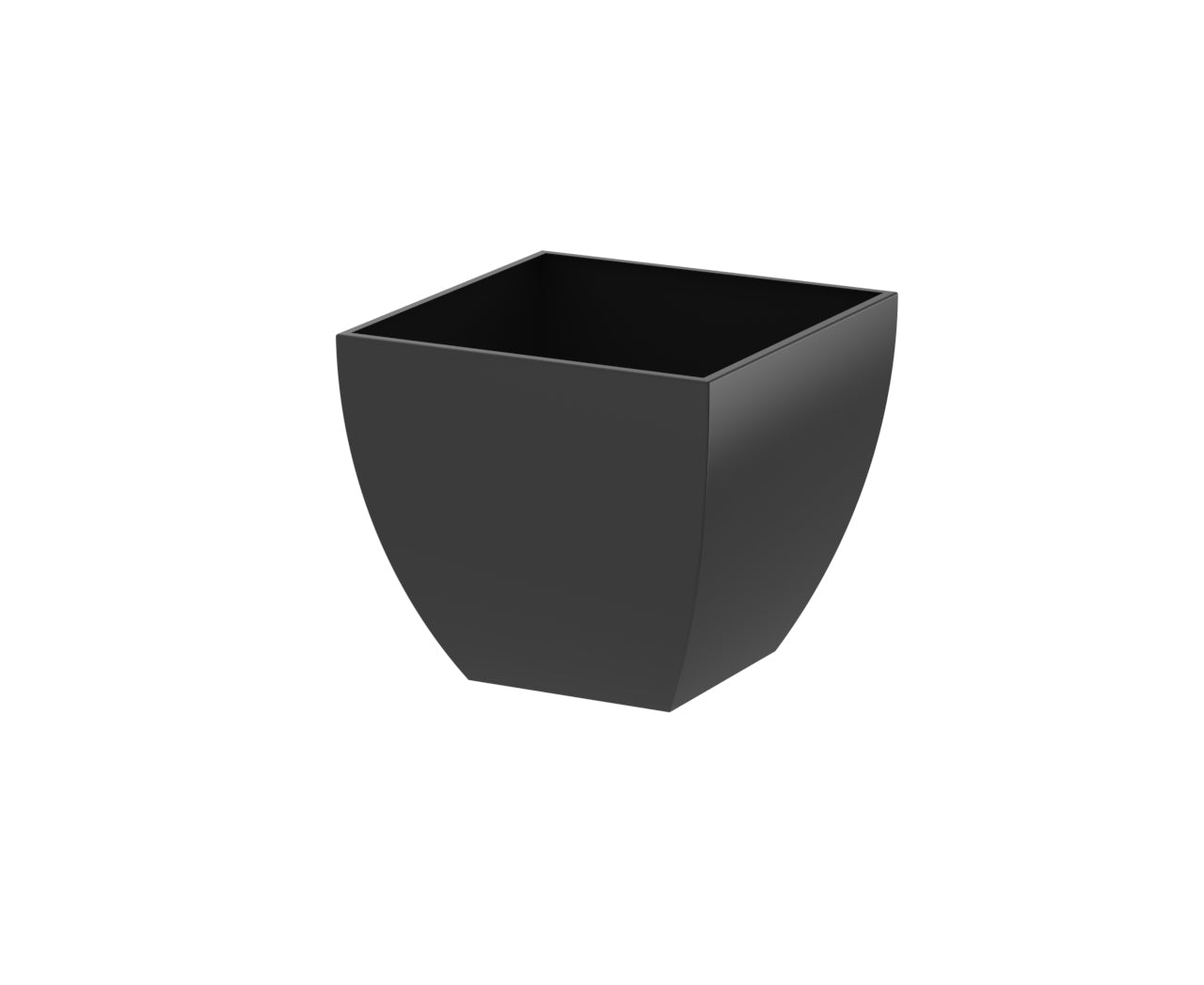 A Semi-Gloss Black Curved Frustum Aluminum Planter