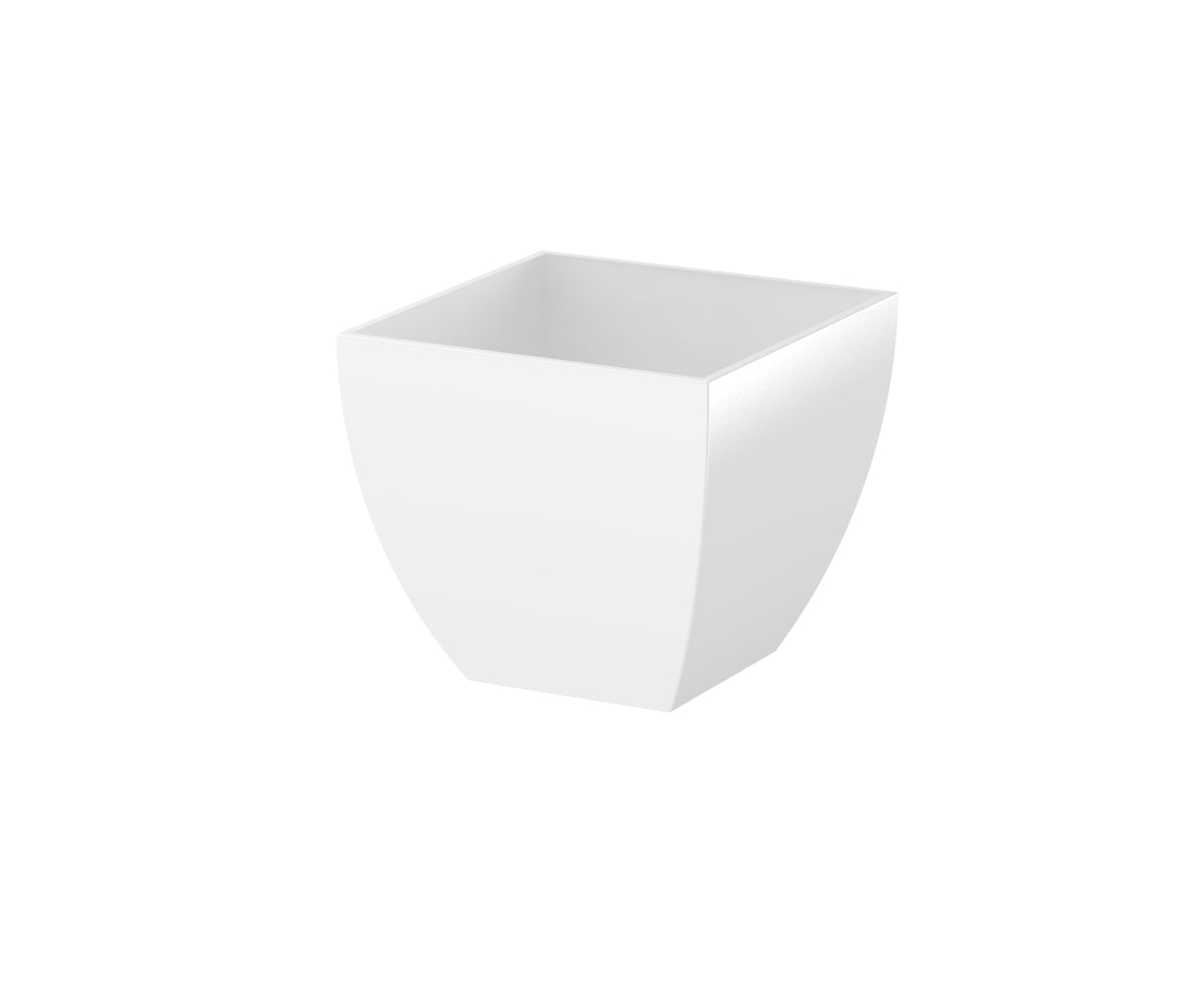 A Semi-Gloss White Curved Frustum Aluminum Planter