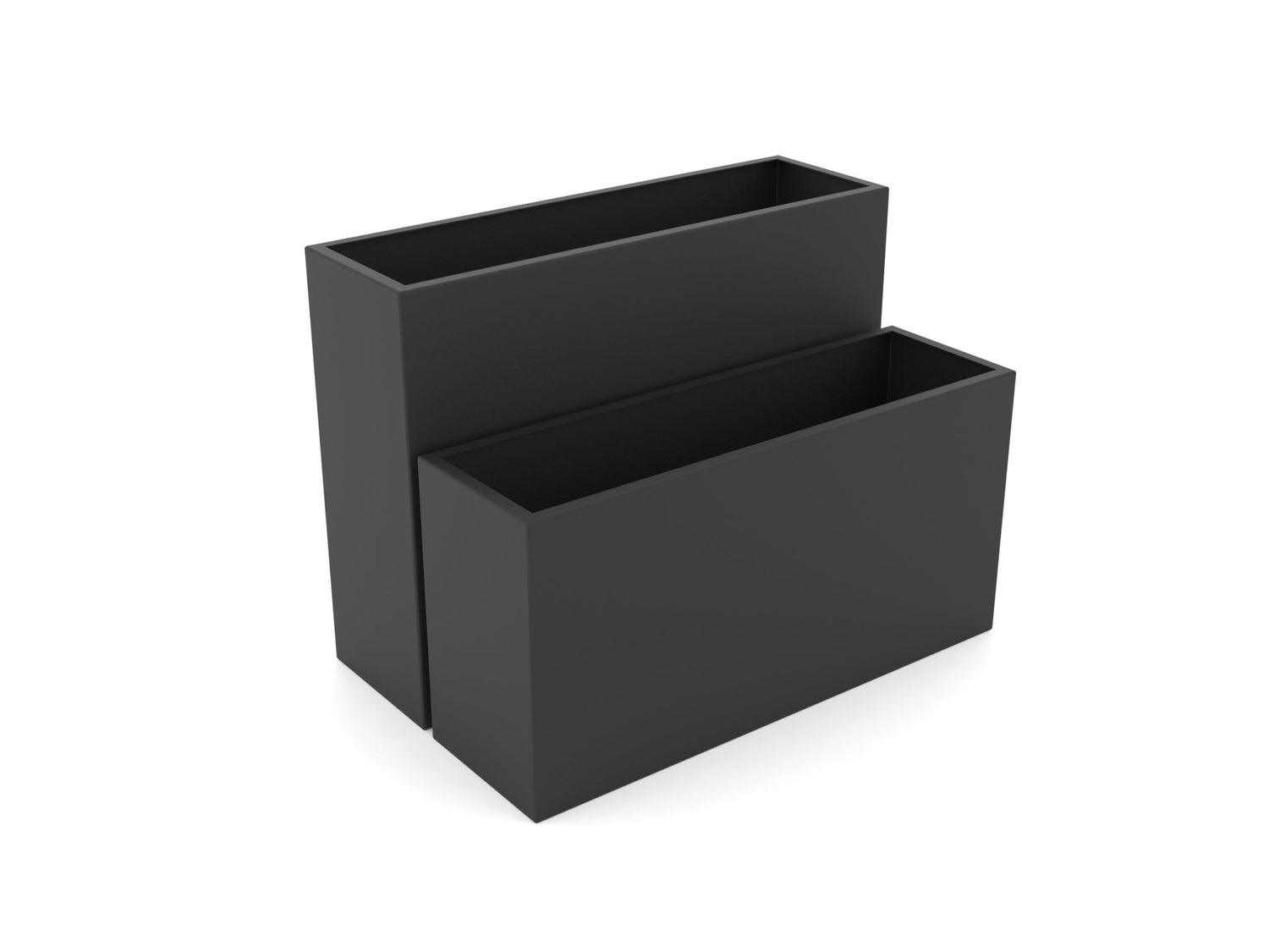 A Semi-Gloss Black Rectangular Aluminum Planter