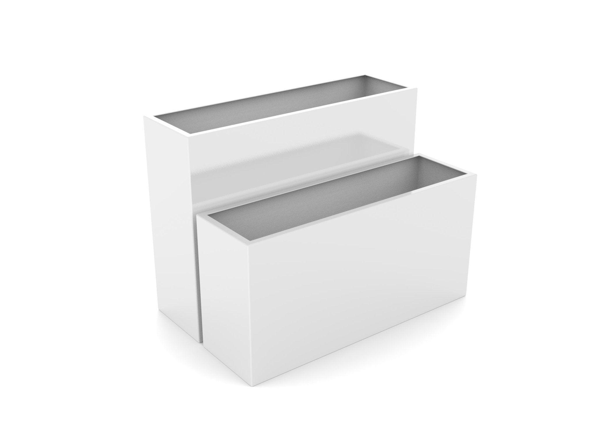 A Semi-Gloss White Rectangular Aluminum Planter