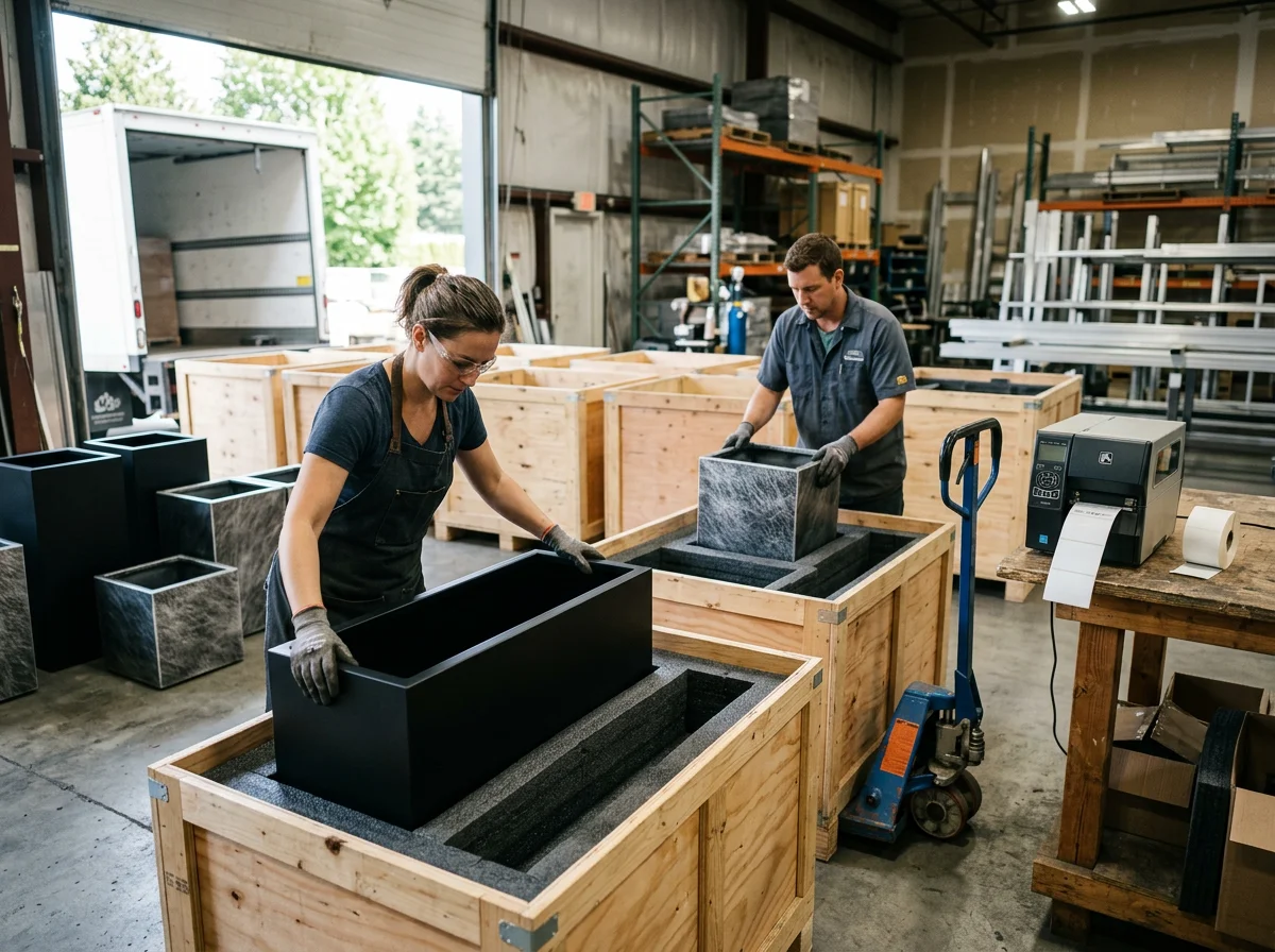 Crating and shipping finished planters