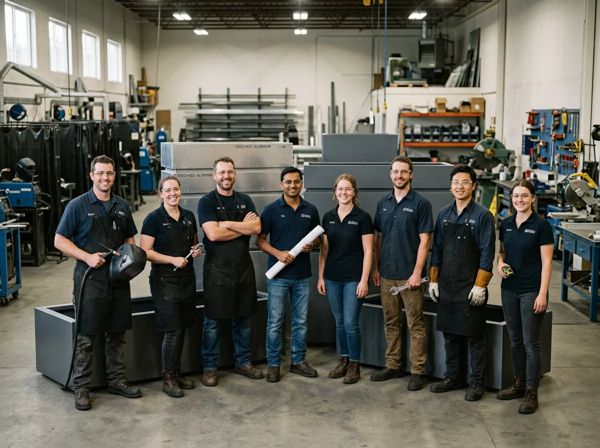 Planters and Panels fabrication team in the workshop